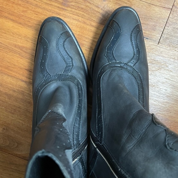 Free People Leather Western Distressed Block Heel Cowgirl Ankle Boots - Picture 8 of 15